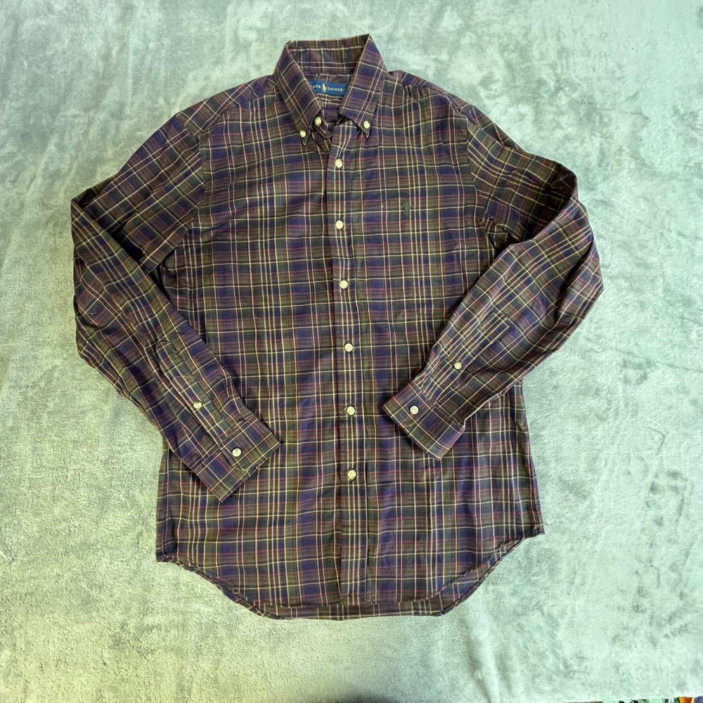 Ralph Lauren Button Down Shirt Mens Size S Multicolor Plaid Long Sleeve Cotton